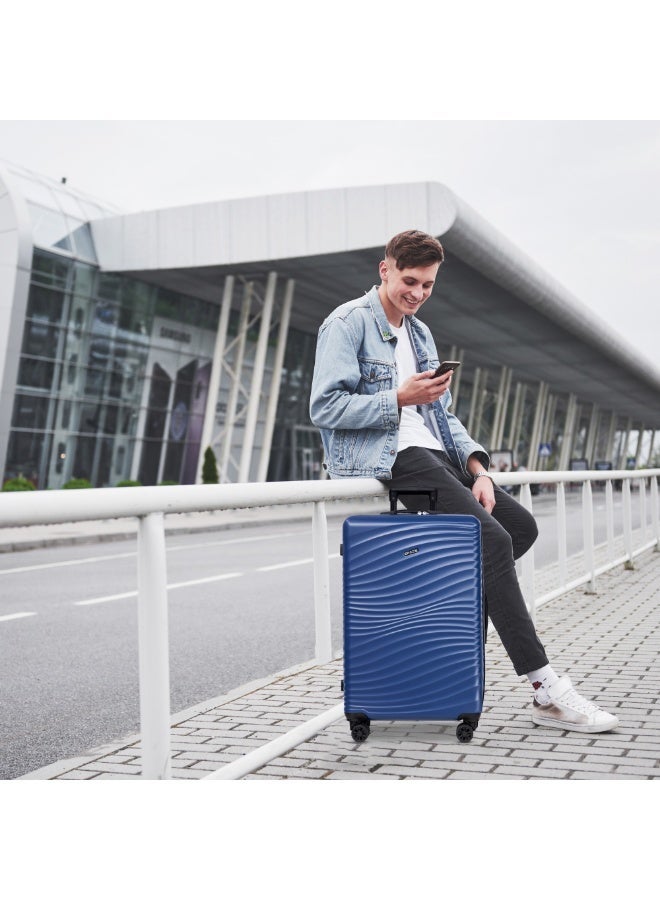 Space Luggage Set, ABS Material including Carry On Cabin Sizes, 14/20/24/28 Inches, Dark blue - Image 4